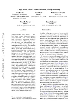 Large Scale Multi-Actor Generative Dialog Modeling