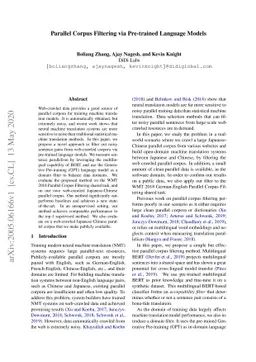 Parallel Corpus Filtering via Pre-trained Language Models