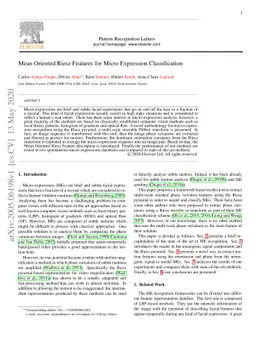 Mean Oriented Riesz Features for Micro Expression Classification
