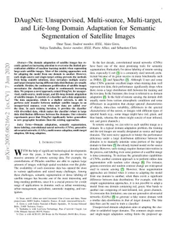 DAugNet: Unsupervised, Multi-source, Multi-target, and Life-long Domain
  Adaptation for Semantic Segmentation of Satellite Images