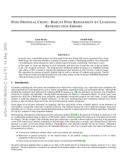Pose Proposal Critic: Robust Pose Refinement by Learning Reprojection
  Errors