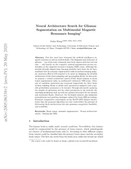 Neural Architecture Search for Gliomas Segmentation on Multimodal
  Magnetic Resonance Imaging