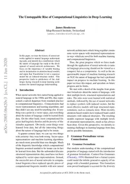 The Unstoppable Rise of Computational Linguistics in Deep Learning