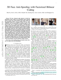 3D Face Anti-spoofing with Factorized Bilinear Coding
