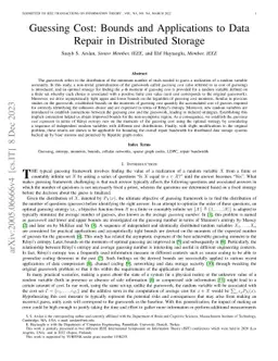 Guessing Cost: Bounds and Applications to Data Repair in Distributed
  Storage