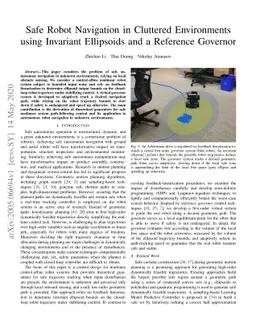 Safe Robot Navigation in Cluttered Environments using Invariant
  Ellipsoids and a Reference Governor