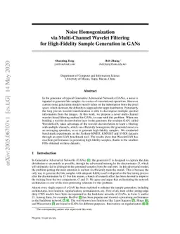 Noise Homogenization via Multi-Channel Wavelet Filtering for
  High-Fidelity Sample Generation in GANs