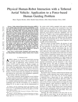 Physical Human-Robot Interaction with a Tethered Aerial Vehicle:
  Application to a Force-based Human Guiding Problem