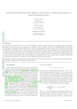 Echo State Networks trained by Tikhonov least squares are L2(μ)
  approximators of ergodic dynamical systems