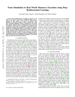 From Simulation to Real World Maneuver Execution using Deep
  Reinforcement Learning