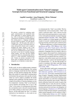 Multi-agent Communication meets Natural Language: Synergies between
  Functional and Structural Language Learning