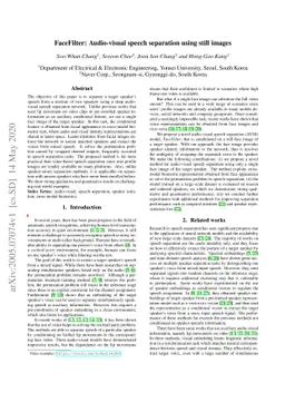 FaceFilter: Audio-visual speech separation using still images
