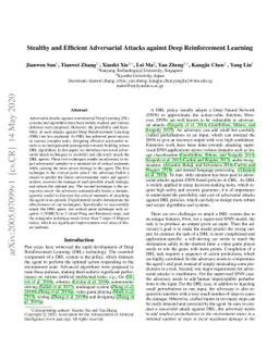 Stealthy and Efficient Adversarial Attacks against Deep Reinforcement
  Learning