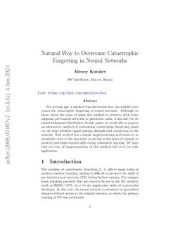 Natural Way to Overcome the Catastrophic Forgetting in Neural Networks