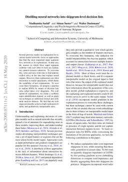 Distilling neural networks into skipgram-level decision lists