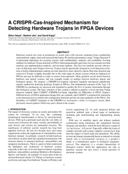 A CRISPR-Cas-Inspired Mechanism for Detecting Hardware Trojans in FPGA
  Devices