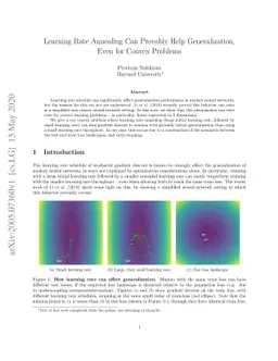 Learning Rate Annealing Can Provably Help Generalization, Even for
  Convex Problems