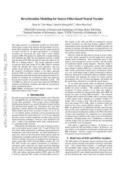 Reverberation Modeling for Source-Filter-based Neural Vocoder