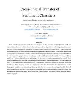 Cross-lingual Transfer of Sentiment Classifiers