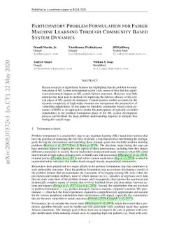 Participatory Problem Formulation for Fairer Machine Learning Through
  Community Based System Dynamics