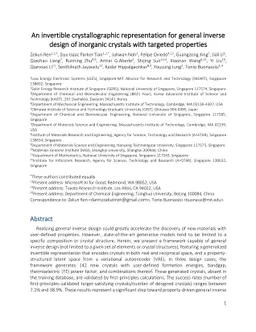 An invertible crystallographic representation for general inverse design
  of inorganic crystals with targeted properties
