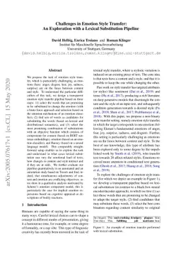 Challenges in Emotion Style Transfer: An Exploration with a Lexical
  Substitution Pipeline