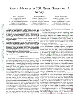 Recent Advances in SQL Query Generation: A Survey