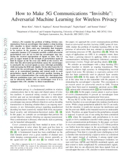 How to Make 5G Communications "Invisible": Adversarial Machine Learning
  for Wireless Privacy
