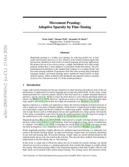 Movement Pruning: Adaptive Sparsity by Fine-Tuning
