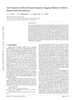 An Evaluation of Recent Neural Sequence Tagging Models in Turkish Named
  Entity Recognition