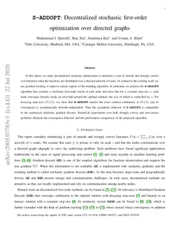 S-ADDOPT: Decentralized stochastic first-order optimization over
  directed graphs