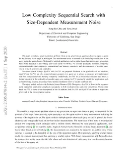 Low Complexity Sequential Search with Size-Dependent Measurement Noise