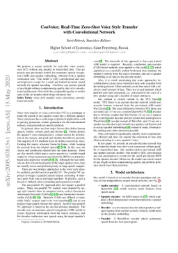 ConVoice: Real-Time Zero-Shot Voice Style Transfer with Convolutional
  Network