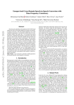 Unsupervised Cross-Domain Speech-to-Speech Conversion with
  Time-Frequency Consistency