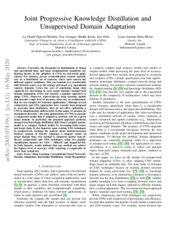 Joint Progressive Knowledge Distillation and Unsupervised Domain
  Adaptation