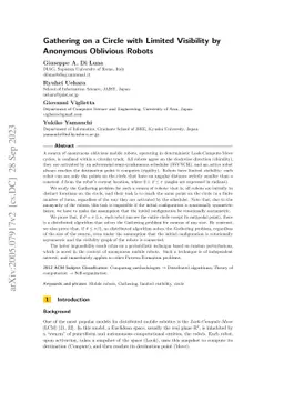 Gathering on a Circle with Limited Visibility by Anonymous Oblivious
  Robots