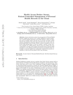 Health Access Broker: Secure, Patient-Controlled Management of Personal
  Health Records in the Cloud