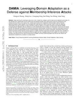 DAMIA: Leveraging Domain Adaptation as a Defense against Membership
  Inference Attacks