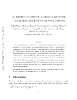 An Effective and Efficient Initialization Scheme for Training
  Multi-layer Feedforward Neural Networks