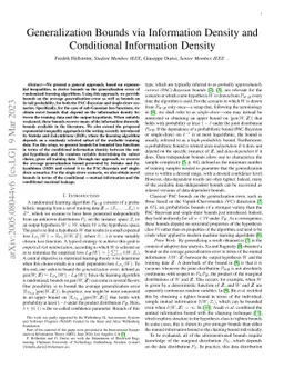 Generalization Bounds via Information Density and Conditional
  Information Density