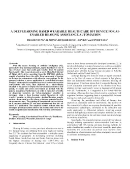 A Deep Learning based Wearable Healthcare IoT Device for AI-enabled
  Hearing Assistance Automation