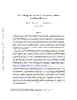 Reducibility and Statistical-Computational Gaps from Secret Leakage
