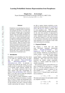 Learning Probabilistic Sentence Representations from Paraphrases