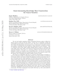 Semi-Automating Knowledge Base Construction for Cancer Genetics