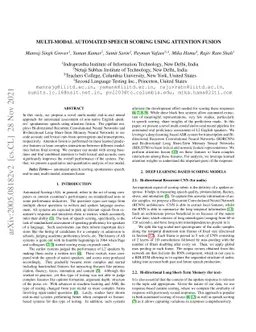 Multi-modal Automated Speech Scoring using Attention Fusion