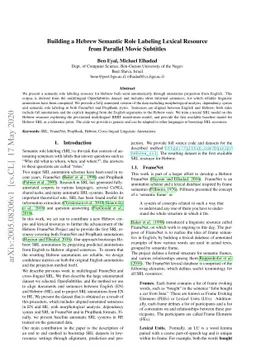 Building a Hebrew Semantic Role Labeling Lexical Resource from Parallel
  Movie Subtitles