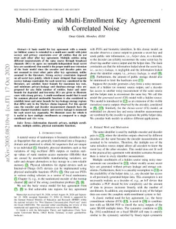 Multi-Entity and Multi-Enrollment Key Agreement with Correlated Noise