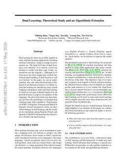 Dual Learning: Theoretical Study and an Algorithmic Extension