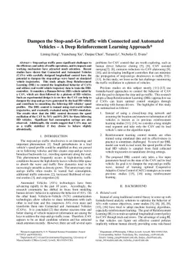Dampen the Stop-and-Go Traffic with Connected and Automated Vehicles --
  A Deep Reinforcement Learning Approach