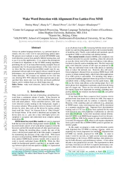 Wake Word Detection with Alignment-Free Lattice-Free MMI